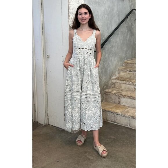 💕SEA NEW YORK💕 Blaire Eyelet Sleeveless Midi Dress ~ Blue 12 NWT - Picture 5 of 16